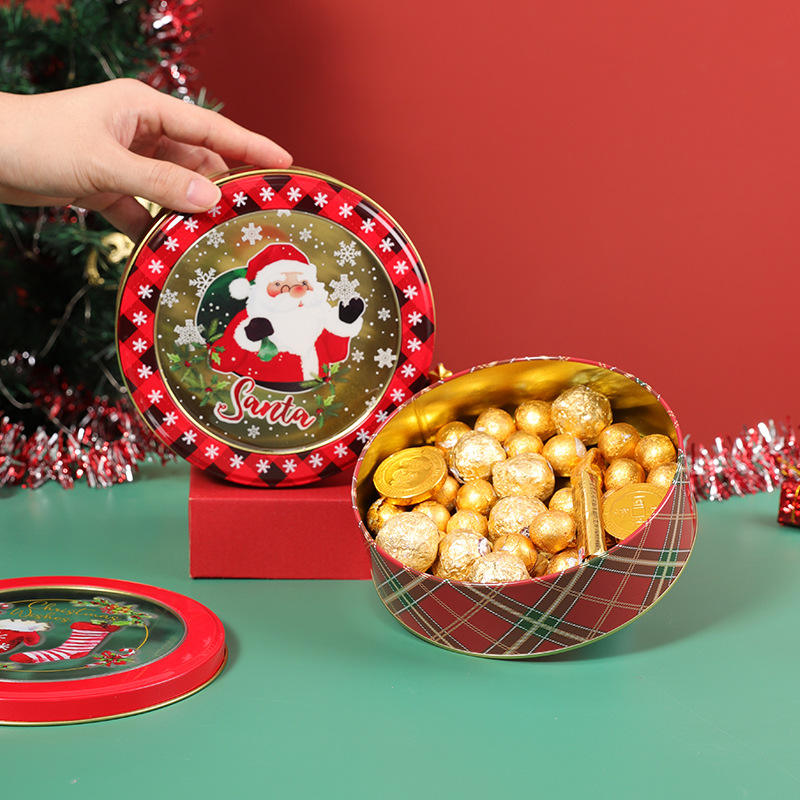 Custom round cookie candy chocolate tin box