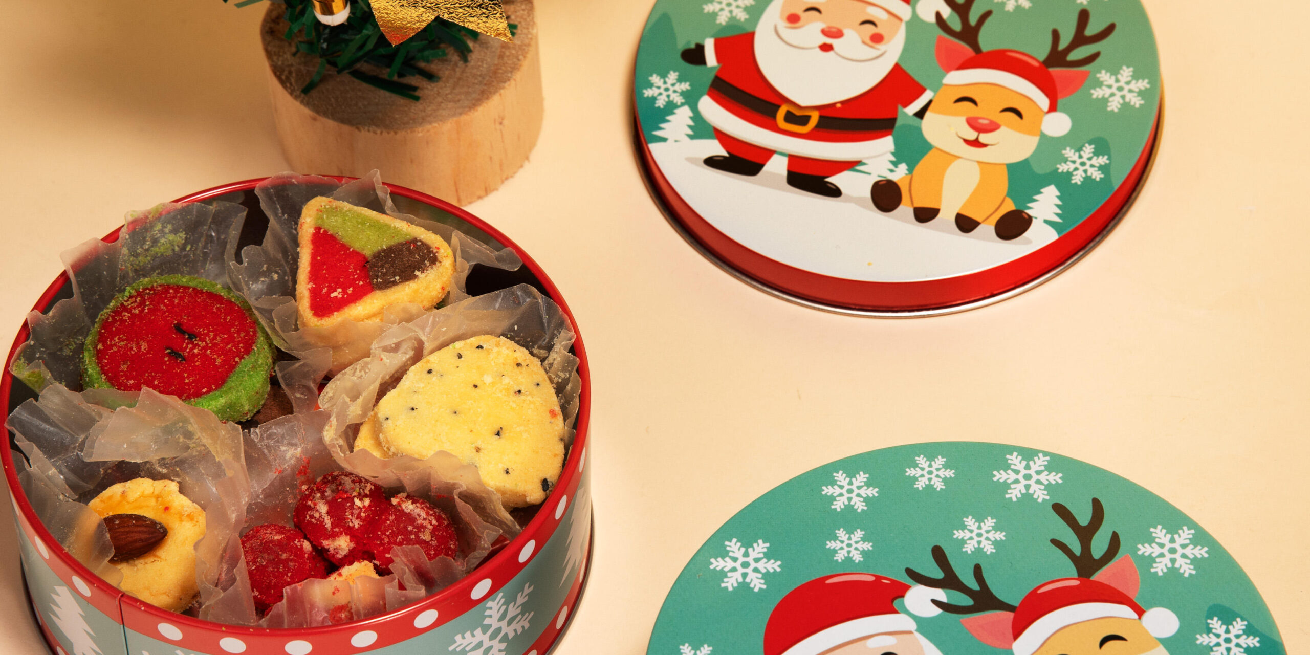 Custom round cookie candy chocolate tin box