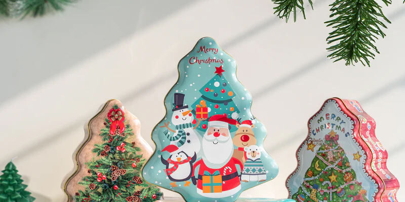 Bulk Christmas gift tin box for cookies and candy