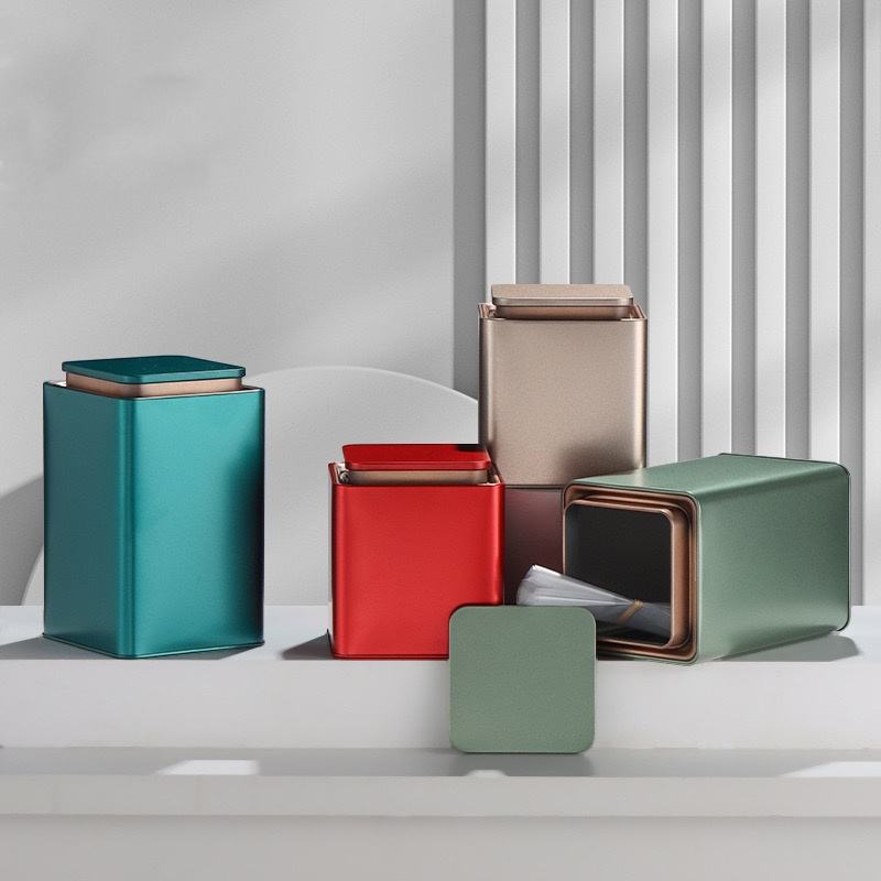 Custom square tea packaging tin box