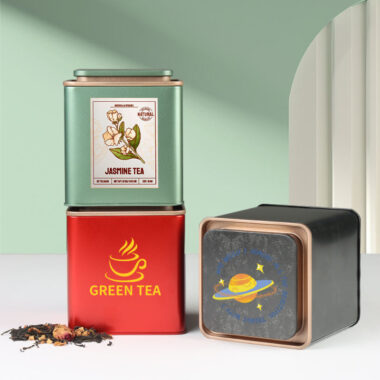 Custom square tea packaging tin box