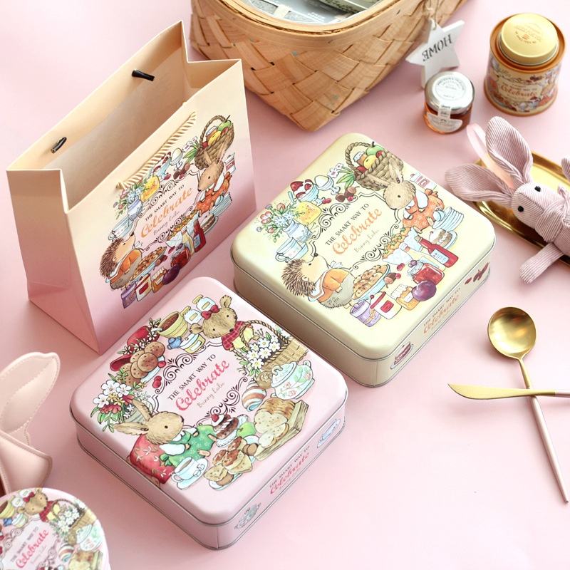 Wholesale square gift cookie chocolate tin box