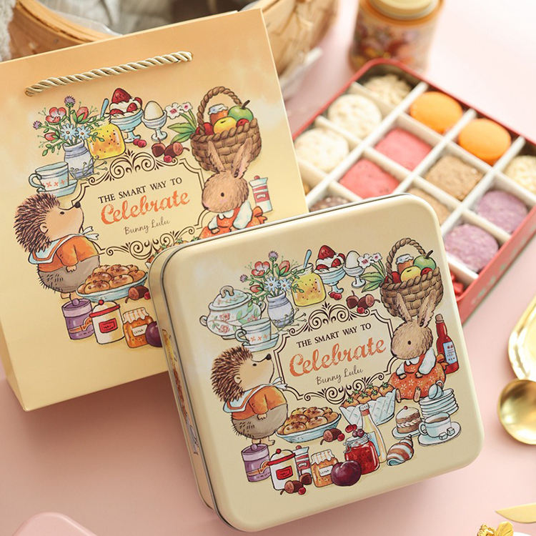 Wholesale square gift cookie chocolate tin box