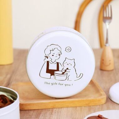 Round Cartoon Cute Cookie Candy Gift Tin Box