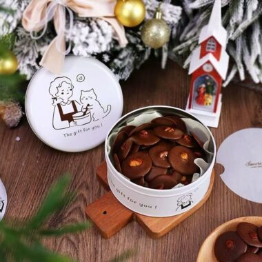 Round Cartoon Cute Cookie Candy Gift Tin Box