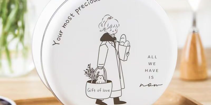 Round Cartoon Cute Cookie Candy Gift Tin Box