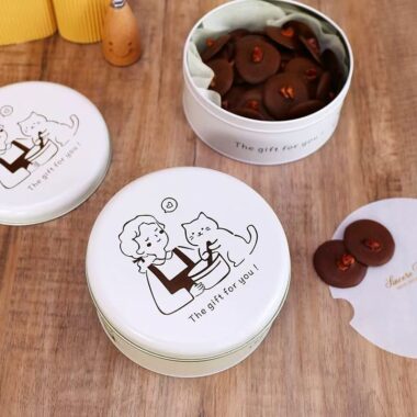Round Cartoon Cute Cookie Candy Gift Tin Box