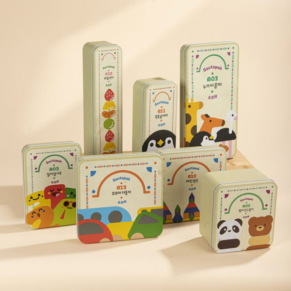 Cartoon Square Rectangle Candy Cookie Chocolate Tin Box