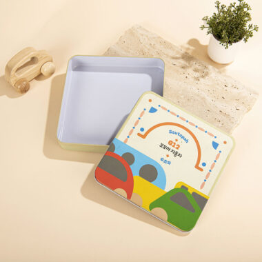 Cartoon Square Rectangle Candy Cookie Chocolate Tin Box