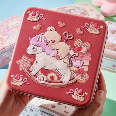 Embossed Cartoon Square Chocolate Candy Gift Tin Box
