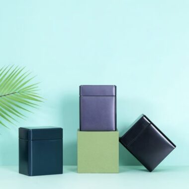Tall Rectangle Multicolor Tea Tin Box for Loose Tea