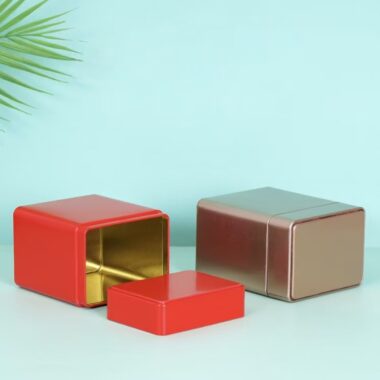 Tall Rectangle Multicolor Tea Tin Box for Loose Tea
