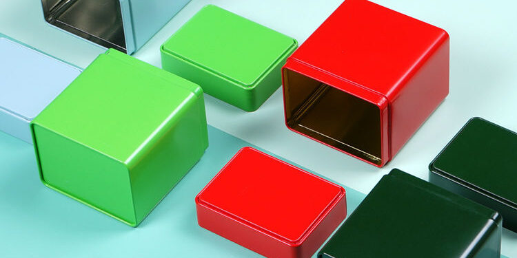 Tall Rectangle Multicolor Tea Tin Box for Loose Tea