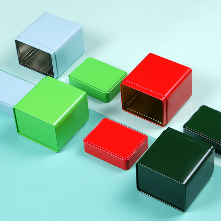 Tall Rectangle Multicolor Tea Tin Box for Loose Tea