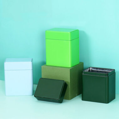 Tall Rectangle Multicolor Tea Tin Box for Loose Tea