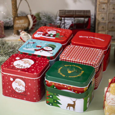Colorful Large Gift Storage Christmas Tin Box