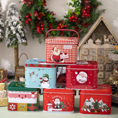 Colorful Large Gift Storage Christmas Tin Box