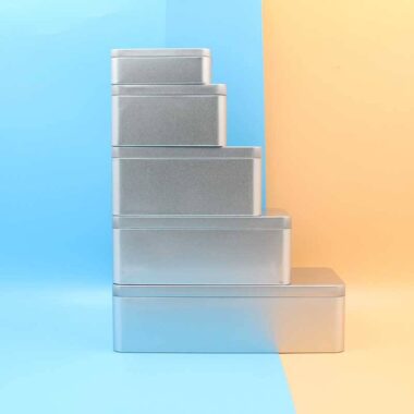 Silver Rectangle Candy Cookie Tea Chocolate Tin Box
