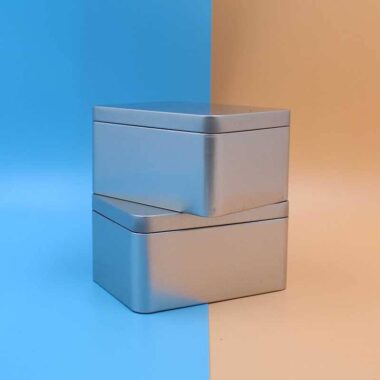 Silver Rectangle Candy Cookie Tea Chocolate Tin Box