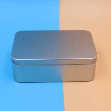 Silver Rectangle Candy Cookie Tea Chocolate Tin Box