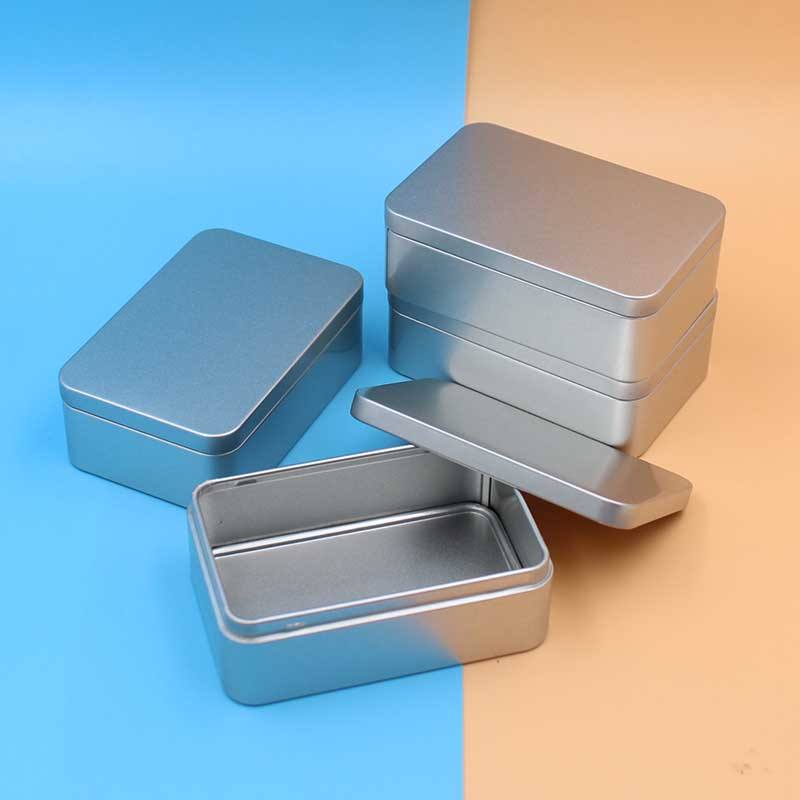 Silver Rectangle Candy Cookie Tea Chocolate Tin Box