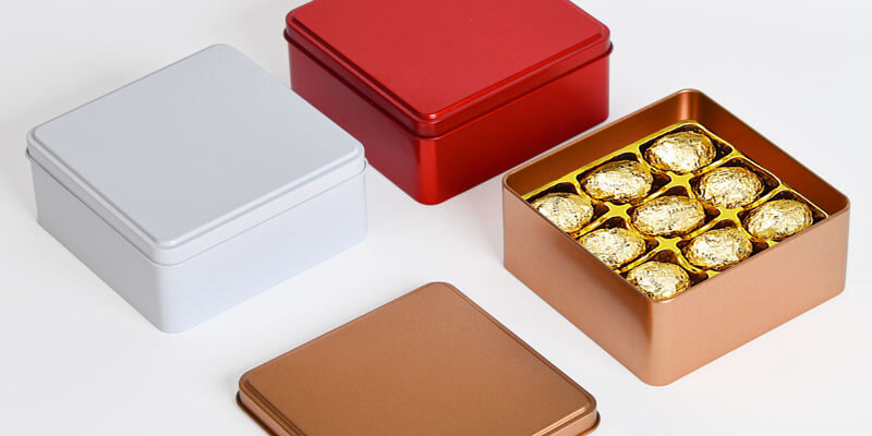 Multicolor Square Tin Box for Tea Snacks and Candy
