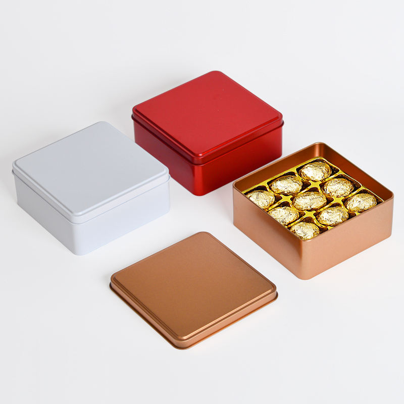 Multicolor Square Tin Box for Tea Snacks and Candy