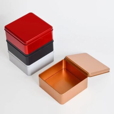 Multicolor Square Tin Box for Tea Snacks and Candy